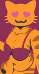  &lt;3 abstract_background big_breasts bra breasts brown_fur cat_emoji clothing emoji feline female fur furrymoan mammal selfie slightly_chubby stripes underwear yellow_fur 