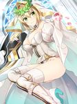  aestus_estus ahoge bad_id bad_pixiv_id belt blonde_hair breasts bridal_veil detached_sleeves fate/extra fate/extra_ccc fate/grand_order fate_(series) full-length_zipper gloves green_eyes hair_intakes head_wreath high_heels highres large_breasts leotard nero_claudius_(bride)_(fate) nero_claudius_(fate)_(all) nomu_ra_nomu showgirl_skirt solo strapless strapless_leotard sword thighhighs veil weapon white_belt white_gloves white_legwear white_leotard white_sleeves zipper 