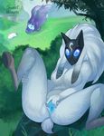  2017 anthro big_breasts blue_eyes breasts bush_(disambiguation) butt canine caprine clitoris day duo female fingers fur grass hair hi_res hooves kindred_(lol) lagomorph lamb_(lol) league_of_legends long_ears looking_at_viewer mammal mask nude outside presenting presenting_pussy pussy rabbit riot_games sheep simple_background spirit spread_legs spread_pussy spreading sunset_nivaris thick_thighs tree video_games white_fur white_hair wolf wolf_(lol) 