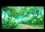  black_border border commentary day forest grass highres hirota_(masasiv3) nature no_humans outdoors path plant road scenery windowboxed 