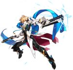  armor artist_request black_bodysuit black_hair blonde_hair blue_eyes blue_scarf bodysuit boots chung_seiker closed_mouth dual_wielding elsword fatal_phantom_(elsword) full_armor full_body gloves gun holding holding_gun holding_weapon looking_at_viewer male_focus metal_gloves multicolored_hair official_art scarf solo transparent_background two-tone_hair weapon 