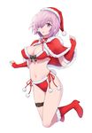 :o bikini blush bobblehat boots bow breasts buckle capelet choker christmas cleavage covered_nipples earmuffs elbow_gloves fate/grand_order fate_(series) fingerless_gloves full_body fur-trimmed_bikini fur-trimmed_capelet fur-trimmed_gloves fur-trimmed_hat fur_trim gloves green_bow hair_over_one_eye hat high_heel_boots high_heels highres jumping knee_boots large_breasts looking_at_viewer mash_kyrielight navel open_mouth pink_hair pom_pom_(clothes) purple_eyes red_bikini red_choker red_footwear red_gloves red_hat red_ribbon ribbon sano_jinya santa_hat short_hair side-tie_bikini simple_background solo stomach swimsuit thigh_strap thighs underboob white_background 