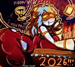 accessory alcohol ambiguous_fluids artist_name bedroom_eyes belly beverage big_breasts big_butt black_body blade blood blood_from_mouth blood_in_mouth blush blush_lines bodily_fluids bracelet breast_rest breasts bubble butt candle clothing container cup diddlydooter1 digital_drawing_(artwork) digital_media_(artwork) disassembly_drone dress drinking_glass drooling drunk drunk_bubble female flirting flirting_with_viewer glass glass_container glass_cup glistening glitch_productions glowing glowing_eyes goblet grey_hair hair hazard_stripes headband heart_symbol hi_res holding_head holding_with_tail holidays huge_breasts huge_butt huge_hips huge_thighs humanoid jewelry knife leaning leaning_forward leaning_on_object machine medium_hair murder_drones narrowed_eyes new_year new_year_2026 oil overweight pink_text red_clothing red_dress robot robot_humanoid saliva seductive short_hair signature simple_background slightly_chubby stinger stinger_tail stripes substance_intoxication tail text thick_thighs torn_clothing v_(murder_drones) weapon weapon_tail white_body wide_hips wine wine_glass yellow_eyes