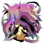  alternate_color black_hair extra_mouth from_behind full_body hand_up kanikou7 looking_at_viewer looking_back mawile mega_mawile mega_pokemon no_humans pokemon pokemon_(creature) pokemon_rse red_eyes sharp_teeth shiny_pokemon simple_background standing teeth white_background 