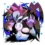  antennae blue_eyes dragon full_body hands_up hydreigon kanikou7 multiple_heads no_humans open_mouth pokemon pokemon_(creature) pokemon_xy purple_eyes simple_background sliggoo tail white_background wings 