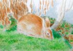  animal animal_focus colorful commentary_request foliage ktrnagai no_humans original outdoors painting_(medium) rabbit traditional_media watercolor_(medium) 