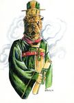  2004 anthro brown_fur canine chinese_clothing clothed clothing fur hat heather_bruton ironclaw_(rpg) jadeclaw male mammal scroll shar_pei solo tassels 