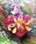  2016 apple_bloom_(mlp) bow celebi-yoshi cub cute cutie_mark cutie_mark_crusaders_(mlp) dirt earth_pony equine eyelashes feathered_wings feathers female flower friendship_is_magic grass green_eyes group hair horn horse mammal multicolored_hair my_little_pony open_mouth orange_eyes outside pegasus plant pony purple_eyes purple_hair red_hair road scootaloo_(mlp) sitting smile sweetie_belle_(mlp) tongue two_tone_hair unicorn wagon wings young 