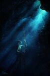 2025 absurd_res algae chain digital_media_(artwork) digital_painting_(artwork) dirtypaperjoe hi_res light light_beam overgrown painting_(artwork) reptile rust scalie sculpture sea seabed snake statue underwater water