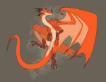 abstract_background alternate_species animal_genitalia brown_body brown_scales citrus_(flamespitter) claws cloaca countershade_torso countershading digitigrade dragon european_mythology facial_horn female feral finger_claws flamespitter genitals gloves_(marking) grey_background horn leg_markings long_neck long_tail looking_at_viewer markings membrane_(anatomy) membranous_wings mythological_creature mythological_scalie mythology nose_horn scales scalie simple_background smile snout socks_(marking) solo tail thick_tail toe_claws western_dragon wing_claws wings yellow_body yellow_eyes yellow_scales