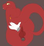  anthro anus balls butt camilo digital_media_(artwork) fish-ears hi_res male nude penis reptile scalie simple_background smile solo tongue tongue_out 