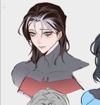  bat_signal batman_(series) batman_symbol black_hair bodysuit breasts dc_comics dick_grayson genderswap genderswap_(mtf) green_eyes grey_bodysuit hashtag-only_commentary jason_todd large_breasts minjmingg multicolored_bodysuit multicolored_hair muscular muscular_female nightwing red_hood_(dc) red_hood_and_the_outlaws simple_background superhero_costume taut_bodysuit two-tone_bodysuit 