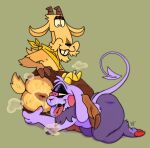 1_eye 1mp 2025 2_horns 2_toes 3_fingers after_anal after_oral after_rimming all_fours anthro anus arm_tuft artist_name big_butt black_eyes bodily_fluids bovid brown_anus brown_body brown_fur brown_hooves brown_horn buck_(bajableat) buckteeth butt caprine caprine_demon cheek_tuft colored curvy_figure demon digital_drawing_(artwork) digital_media_(artwork) dripping duo elbow_tuft english_text eyeliner facial_hair facial_tuft feet fingers floppy_ears fur goat goatee green_background half-closed_eyes hand_on_butt head_tuft heart_pupils hi_res hooved_fingers hooved_toes hooves horn huge_butt imp kerchief kerchief_only long_ears long_tail looking_pleasured lying makeup male male/male mammal musk musk_cloud narrowed_eyes neck_tuft nude on_side open_mouth open_smile pink_cheeks pink_eyes prince_gamon_(1mp) purple_body purple_ears purple_fur purple_skin purple_tail red_hooves saliva saliva_drip saliva_on_anus saliva_on_butt saliva_on_tongue saliva_string scut_tail shaded short_tail signature simple_background small_tail smile snout spade_tail spread_anus spread_butt spreading tail tan_body tan_ears tan_fur tan_inner_ear tan_sclera teeth text thick_thighs toes tongue tongue_out tuft wide_hips yellow_horn yellow_kerchief