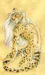  2017 anthro black_fur cheetah convenient_censorship feline fur hair heather_bruton male mammal nipples nude simple_background solo tan_background tan_fur white_fur white_hair 