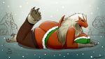  2017 anthro better_version_at_source big_breasts big_butt blaziken blue_eyes blush breasts butt christmas clothed clothing english_text female fullmetalmentalist holidays legwear looking_at_viewer nintendo overweight overweight_female pok&eacute;mon pok&eacute;mon_(species) skimpy solo stockings text thick_thighs thigh_highs video_games yellow_sclera 