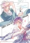  2026 2boys ahoge azitsukeniku black_hair closed_mouth commentary_request crow_armbrust eiyuu_densetsu facepaint hagoita hair_between_eyes hane_(hanetsuki) hanetsuki happy_new_year highres holding holding_paddle japanese_clothes kimono male_focus mullet multiple_boys new_year obi one_eye_closed paddle parted_bangs parted_lips print_kimono purple_eyes rean_schwarzer red_eyes sash sen_no_kiseki_(series) short_hair shuttlecock smile sweatdrop white_hair 