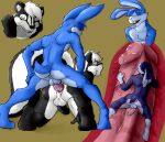 all_fours anal anal_penetration anal_vore anthro anus balls black_body black_fur blue_body blue_fur brown_background buckteeth butt colored erection eyes_closed fur genitals group humanoid_genitalia humanoid_penis inside_anus internal lagomorph leporid looking_pleasured male male/male mammal mephitid micro micro_male micro_prey nude_male nude_micro nude_pred nude_prey pan pandottermon penetration penile penile_penetration penis penis_in_ass perineum pink_anus pink_penis purple_body purple_fur rabbit rear_view scut_tail short_tail simple_background skunk skunk_tail smile tail teeth trio vore willing_pred