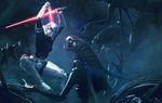  1girl 501st_legion_:_vader&#039;s_fist 501st_legion_:_vader&#039;s_fist_vs_space_cockroaches aliens crossover guillem_h_pongiluppi lightsaber monster nelle_yelpir realistic star_wars stormtrooper xenomorph 