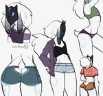  &lt;3 2017 absurd_res anthro blue_eyes butt caprine clothed clothing female flat_chested fur hair hi_res jacket kindred_(lol) lamb_(lol) league_of_legends littlesheep long_ears long_hair mammal markings mask navel panties raised_tail riot_games sheep shirt shorts simple_background solo spirit thick_thighs underwear video_games white_background white_fur 