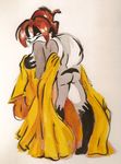  anthro badger breasts brown_hair butt female hair mammal mandi_(touchmybadger) mitti mustelid nude raised_tail solo 