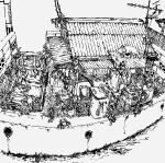  absurdly_detailed_composition animal basket building cat chair commentary_request complex_exterior crab fish_hook fisheye fishing_line greyscale highres kei_truck lineart monochrome motor_vehicle no_humans octopus ohasufishman original outdoors pickup_truck radio_antenna scenery sleeping_animal traditional_media truck unworn_clothes washing_machine 