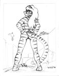  1997 aircraft anthro big_breasts black_and_white breasts building butt cat city eyewear feline female glasses hair helicopter long_hair looking_at_viewer macro mammal monochrome nude pussy stripes tiger wolfkidd 