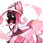  artist_request green_eyes multicolored_eyes no_humans pink_eyes pink_hair pokemon pokemon_(creature) pokemon_sm simple_background solo tapu_lele 