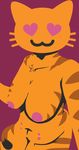 &lt;3 abstract_background big_breasts breasts brown_fur cat_emoji emoji feline female fur furrymoan lactating mammal selfie slightly_chubby stripes yellow_fur 