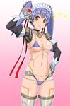  \m/ android bangs bare_shoulders bikini black_choker blush breasts choker circle_echime cleavage closed_mouth cowboy_shot detached_sleeves eyebrows eyebrows_visible_through_hair eyelashes gradient gradient_background grey_legwear groin hair_between_eyes hair_ribbon hana_(xenoblade) hana_jk hand_on_hip highres legs_apart lips long_hair long_sleeves looking_at_viewer lowleg lowleg_bikini maid_headdress medium_breasts micro_bikini multicolored multicolored_background navel orange_eyes outline pink_background puffy_long_sleeves puffy_sleeves purple_bikini purple_hair red_ribbon ribbon ringed_eyes robot_joints shiny shiny_hair shiny_skin smile solo sparkle spikes spoilers standing stomach swimsuit tareme thighhighs twintails two-tone_background underboob white_background white_outline xenoblade_(series) xenoblade_2 