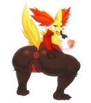  2017 anthro anus areola big_breasts breasts butt canine delphox female fur hi_res inner_ear_fluff looking_at_viewer mammal matospectoru nintendo nipples nude pok&eacute;mon pok&eacute;mon_(species) puffy_anus pussy red_eyes simple_background smile solo video_games white_background white_fur yellow_fur 