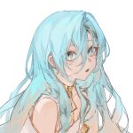  1girl 37_(reverse:1999) :o blue_eyes blue_hair clothing_request gradient_hair hair_between_eyes highres long_hair looking_at_viewer multicolored_hair open_mouth portrait reverse:1999 sidelocks simple_background solo sparkling_eyes upper_body white_background yamiiv 