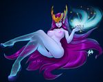  2017 5_fingers absurd_res areola armor aurelion_sol_(lol) big_breasts blue_background blue_eyes blue_skin breasts butt clothing crossed_legs crossgender digital_media_(artwork) female fingers footwear glowing hair helmet hi_res high_heels humanoid jewelry league_of_legends long_hair looking_at_viewer mammal nipples not_furry nude pointy_ear purple_hair pussy riot_games shoes simple_background smile solo space star translucent translucent_legs video_games xinaelle 