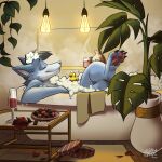 absurd_res anthro bath bathtub box_of_chocolates bubble bubble_bath candle candy chocolate chocolate_strawberries container cozy cup dessert drinking_glass flower food glass glass_container glass_cup hi_res holidays light male petals plant relaxing rose_(flower) rose_petals rubber_duck shira_tekzer solo sparky_(mega-spark) towel valentine's_day wine_glass