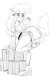  anthro big_breasts black_and_white breasts butt callie_briggs cat christmas cleavage clothed clothing dbaru eyewear feline female footwear gift glasses hair high_heels holidays mammal monochrome shoes solo swat_kats 
