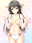  3: aiguillette areola_slip areolae arms_up ass_visible_through_thighs bangs black_hair blush bow bow_panties breasts brown_eyes closed_mouth collarbone commentary_request eyebrows_visible_through_hair hair_ornament hairband hairclip haruna_(kantai_collection) head_tilt headgear highres holding_clothes japanese_clothes jewelry kantai_collection large_breasts long_hair looking_at_viewer navel no_bra nontraditional_miko panties partially_undressed remodel_(kantai_collection) ring shiny shiny_skin solo standing stomach sugii_tsukasa swept_bangs tareme thighs underwear wedding_band white_panties 