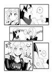  2girls beamed_eighth_notes blush blush_stickers chinese closed_eyes comic eighth_note graphite_(medium) greyscale kuma_(bloodycolor) long_hair long_sleeves looking_at_another love_live! love_live!_school_idol_project monochrome multiple_girls musical_note nishikino_maki poking sonoda_umi spoken_exclamation_mark tail_wagging traditional_media translation_request wavy_mouth 