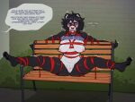2026 angel_(nanovyne) anthro areola arms_tied barbell_piercing bdsm bear bench big_breasts bigtiddyfox black_body black_fur black_pawpads blush bondage bound breasts dialogue english_text eyelashes female fur genitals giant_panda glistening_eyelids hi_res legs_tied long_eyelashes mammal motion_lines multicolored_body multicolored_fur nipple_piercing nipples nude nude_anthro nude_female pawpads piercing pink_nipples public red_eyes restraints rope rope_bondage solo speech_bubble spread_legs spreading text two_tone_body two_tone_fur vulva white_body white_fur