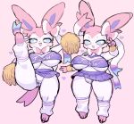 2026 3_toes 4_fingers anthro anthrofied big_breasts big_ears biped black_eyebrows blue_sclera blush blush_lines bottomwear bow_(anatomy) breasts cheek_tuft cheerleader cheerleader_outfit clothed clothed_anthro clothed_female clothing digital_drawing_(artwork) digital_media_(artwork) double_v_sign eeveelution eyebrows eyelashes facial_tuft fangs feet female female_anthro fingers footwear fur generation_6_pokemon gesture hand_gesture looking_at_viewer multicolored_body multicolored_bottomwear multicolored_clothing multicolored_footwear multicolored_fur multicolored_shirt multicolored_skirt multicolored_socks multicolored_topwear nintendo nipple_outline one_leg_up open_mouth panties pink_background pink_body pink_bottomwear pink_clothing pink_footwear pink_fur pink_shirt pink_skirt pink_socks pink_tail pink_topwear pokemon pokemon_(species) pom_poms purple_bottomwear purple_clothing purple_footwear purple_inner_ear purple_shirt purple_skirt purple_socks purple_topwear raised_leg ribbons_(anatomy) rikose shirt simple_background skirt small_nose socks solo sweatband sylveon tail teeth text text_on_clothing text_on_shirt text_on_topwear thick_thighs thin_eyebrows toes topwear tuft two_tone_bottomwear two_tone_clothing two_tone_skirt under_boob underwear upskirt v_sign white_body white_clothing white_eyes white_footwear white_fur white_panties white_shirt white_socks white_topwear white_underwear wristband