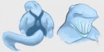  2013 anthro blue_body bust_portrait cetacean deriaz digital_drawing_(artwork) digital_media_(artwork) front_view frown furrowed_brow grey_background half-length_portrait looking_at_viewer looking_back looking_back_at_viewer male mammal marine mouth_closed multiple_angles overweight overweight_anthro overweight_male portrait rear_view simple_background solo tail whale 