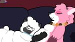 2d_animation 3_tails abdominal_bulge ambiguous_gender ambiguous_prey animated anthro anthro_pred anthro_prey artist_name beaded_jewelry beaded_necklace beads belly belly_rub big_belly black_body bovid breasts canid canine canis caprine cotton_tail digital_media_(artwork) dipstick_tail duo ear_piercing eyes_closed featureless_breasts female female_pred forehead_kiss fur furniture gloves_(marking) half-closed_eyes hand_on_belly hand_on_head headpat huge_belly jewelry leg_markings lying lying_on_another lying_on_sofa mammal markings medium_breasts multi_tail narrowed_eyes necklace obese obese_anthro obese_female on_back on_side on_sofa open_mouth oral_vore overweight overweight_anthro overweight_female piercing pink_body pink_fur pixel_(artwork) pixel_animation sharp_teeth sheep smile socks_(marking) sofa softfoxxo tail tail_markings teeth text vore white_body white_fur white_wool wolf wool_(fur)