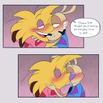 2026 8-bit-britt anthro beaver black_eyes black_nose blonde_hair blue_clothing blue_shirt blue_topwear blush blush_lines buckteeth clothing comic digital_media_(artwork) duo english_text eye_contact fur hair half-closed_eyes hand_on_arm hand_on_face hi_res kissing long_ears looking_at_another love macropod male male/male mammal marsupial multicolored_clothing multicolored_shirt multicolored_topwear narrowed_eyes nickelodeon norbert_beaver pink_clothing pink_shirt pink_topwear purple_clothing purple_eyes purple_nose purple_shirt purple_topwear rocko's_modern_life rocko_rama rodent romantic romantic_couple shirt side_view tan_body tan_ears tan_fur teeth text the_angry_beavers topwear two_tone_clothing two_tone_shirt two_tone_topwear wallaby yellow_body yellow_fur