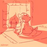  2017 anthro arm_support beverage biped blush butt cup digital_drawing_(artwork) digital_media_(artwork) eyelashes eyes_closed female fire fireplace floppy_ears hair hot_chocolate inside leaning leaning_forward lighting looking_pleasured low_res mammal missy_(pigburger) nude open_mouth open_smile orange_theme pig pig_nose pigburger porcine rear_view relaxing rug shadow short_hair sitting sketch slightly_chubby smile solo tail_tuft tuft warm_colors wide_hips 