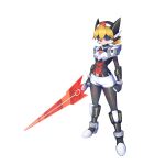  1girl absurdres adapted_costume aged_down alternate_costume alternate_hairstyle armor armored_boots assault_visor belt biometal blonde_hair blue_eyes body_armor bodystocking bodysuit boots breasts chest_jewel ciel_(mega_man) covered_navel energy_sword fake_zero_(mega_man) forehead_jewel full_body gauntlets gloves helmet highres kiauwrenn knee_armor light_smile long_bangs long_hair mechanical_ears mega_man_(series) mega_man_zero_(series) mega_man_zx non-web_source short_twintails shorts shoulder_armor small_breasts solo sword thighs transparent_background twintails weapon 