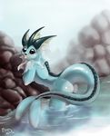  2009 anthro breasts butt eeveelution female mingchee nintendo pok&#233;mon pok&#233;morph pokemon solo under_boob unknown_artist vaporeon video_games water 