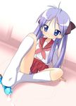  food footjob hiiragi_kagami houmitsu lucky_star panties pantyshot pink_neckwear popsicle purple_hair ryouou_school_uniform school_uniform serafuku sexually_suggestive sitting socks solo striped striped_panties suggestive_fluid underwear 