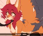 2026 amarihel ambiguous_penetration anthro anthro_focus anthro_penetrated areola blush breasts canid canine cassie_(amarihel) clothing collar digital_media_(artwork) doggystyle duo english_text exclamation_point female female_anthro female_focus female_penetrated fox from_behind_position fur hair hi_res leash legwear male male/female male_penetrating male_penetrating_female mammal mostly_nude nipples orange_body orange_fur penetration pupils red_hair sex small_pupils solo_focus tail text thigh_highs waist_grab white_body white_fur wide_eyed wrong_hole