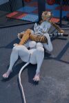 2:3 3d_(artwork) absurd_res anthro anus breasts butt chain-link_fence digital_media_(artwork) dreamworks duo feet felid female female/female fence fighting_ring fur genitals hi_res huge_filesize kung_fu_panda legs_around_head licking licking_lips looking_at_viewer lying mammal master_tigress multicolored_body murid murine narrowed_eyes nipples nude officer_flint_(foresttherotten) on_back orange_body orange_fur pantherine paws rat rodent squint stripes struggling tail tiger tongue tongue_out uberpuber vulva white_body wrestling