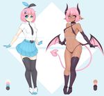  &lt;3 &lt;3_eyes 2017 blush blushstroke breasts clothed clothing duo female hair hi_res human humanoid looking_at_viewer mammal model_sheet navel not_furry slim small_breasts succubus 