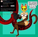 2024 absurd_res amber_baker anthro ask_blog black_body black_scales blue_eyes blush bra breasts brown_arms brown_legs brown_tail clothed clothing crimson_the_snake dialogue digit_ring domestic_cat duo english_text eyes_closed feet felid feline felis female forked_tongue fur gloves_(marking) green_background headpat heart_symbol hi_res jewelry leg_markings locket male mammal markings panties petting plantigrade red_body red_markings red_scales reptile ring scales scalie siamese simple_background sitting_on_tail smile snake socks_(marking) surrealatorium tail tan_body tan_fur text toe_ring toes tongue tongue_out underwear underwear_only wedding_ring yellow_mask