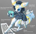 2026 4_fingers 4_toes ambiguous_gender anthro biped black_eyes blue_sclera bottomless camera claws clothed clothed_ambiguous clothed_anthro clothing digital_drawing_(artwork) digital_media_(artwork) eeveelution english_text feet finger_claws fingers fur generation_2_pokemon grey_background hi_res holding_object hoodie hoodie_only nintendo pokemon pokemon_(species) simple_background smile solo tail text toe_claws toes topwear topwear_only trigaroo umbreon url white_body white_fur white_tail zipper